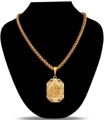 Pihoo Enterprise Radhe Krishna & JAYPURI chain - Gold-plated Diamond Alloy Pendant Set