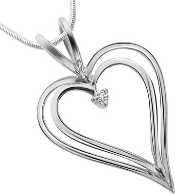 Surat Diamond Love Pendant - Real Diamond & Sterling Silver Pendant with 18 IN Chain (SDP10) Sterling Silver Diamond Sterling Silver Pendant