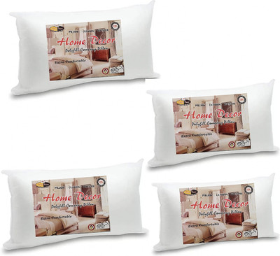 Decor SUPPORTIVE NECK FIBRE PILLOW PACK OF 4 Microfibre Solid Sleeping Pillow Pack of 4(Multicolor, White)