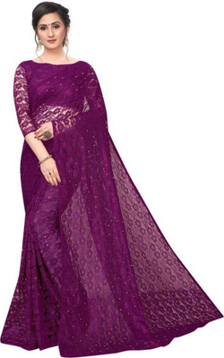 UNICK Self Design Bollywood Net Saree(Purple)