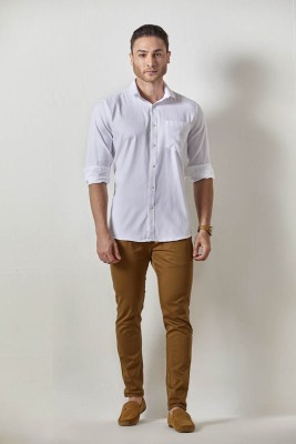 TFS Men Solid Casual White Shirt