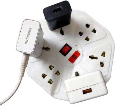 Skeisy HEXAGON WHITE EXTENSION BOARD WITH 8 SOCKET PLUS 1 SWITCH WITH ONE LED. 6  Socket Extension Boards(White, 3 m)