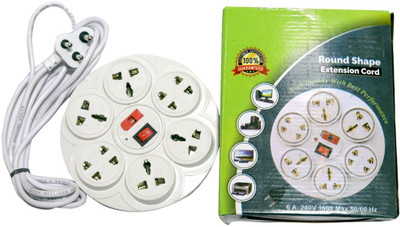 PI EXTENSION CORD 8 IN 1 ROUND SHAPE 8  Socket Extension Boards(White, 3 m)