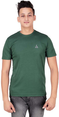 DSWS Solid Men Round Neck Dark Green T-Shirt
