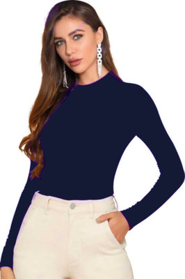 Maheshvi Casual Full Sleeve Solid Women Dark Blue Top
