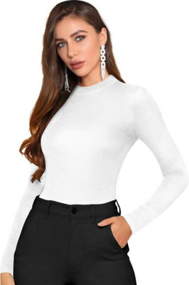 Maheshvi Casual Full Sleeve Solid Women White Top
