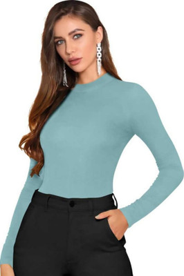 Maheshvi Casual Full Sleeve Solid Women Light Green Top