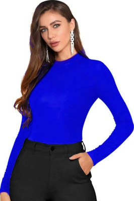 Maheshvi Casual Full Sleeve Solid Women Blue Top