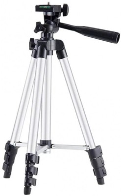 TECHMAZE Professional 3110 Tripod with mobile holder Adjustable Aluminium Camera Stand T1 Tripod(Silver, Black, Supports Up to 1500 g)
