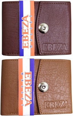 EBEZA Men Casual Brown, Tan Artificial Leather Wallet(6 Card Slots, Pack of 2)