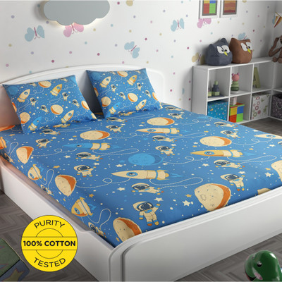 Miss & Chief by Flipkart Cotton Queen Flat 136 TC Printed Bedsheet(Pack of 1, Multicolor)