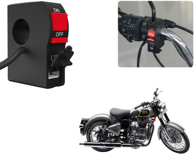 Selifaur C183 - Bike Headlight On/Off Switch Button Signal Light Switch with USB Charging Port Applicable For Royal Enfield Classic 500 2 A Bike Mobile Charger