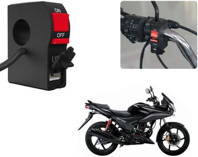 Selifaur C85 - Bike Headlight On/Off Switch Button Signal Light Switch with USB Charging Port Applicable For Honda Stunner CBF 2 A Bike Mobile Charger