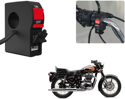 Selifaur C118 - Bike Headlight On/Off Switch Button Signal Light Switch with USB Charging Port Applicable For Royal Enfield Bullet 350 2 A Bike Mobile Charger