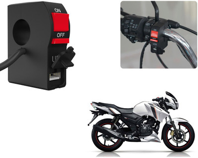 Selifaur Bike Headlight On/Off Switch Button Signal Light Switch with USB Charging Port Applicable Apache RTR 160 2 A Bike Mobile Charger