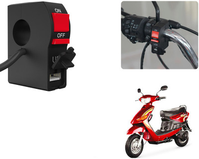 Selifaur Bike Headlight On/Off Switch Button Signal Light Switch with USB Charging Port Applicable Indus Yo Spark 2 A Bike Mobile Charger