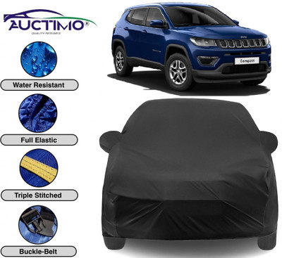 AUCTIMO Car Cover For Jeep Compass (With Mirror Pockets)(Black)