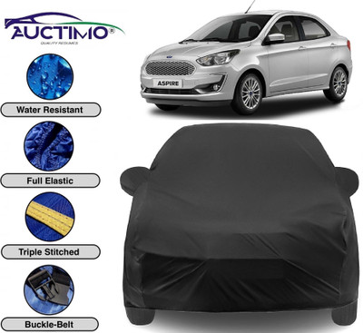 AUCTIMO Car Cover For Ford Figo Aspire (With Mirror Pockets)(Black)