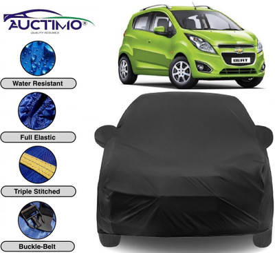 AUCTIMO Car Cover For Chevrolet Beat (With Mirror Pockets)(Black)