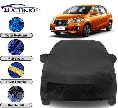 AUCTIMO Car Cover For Datsun Go (With Mirror Pockets)(Black)