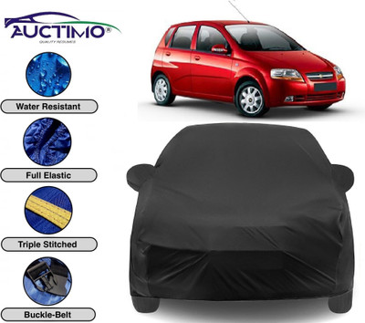 AUCTIMO Car Cover For Chevrolet Aveo Uva (With Mirror Pockets)(Black)