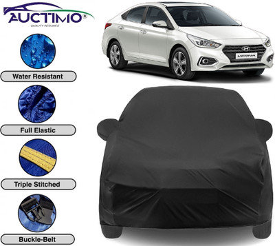 AUCTIMO Car Cover For Hyundai Fluidic Verna (With Mirror Pockets)(Black)