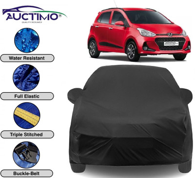 AUCTIMO Car Cover For Hyundai Grand i10 (With Mirror Pockets)(Black)