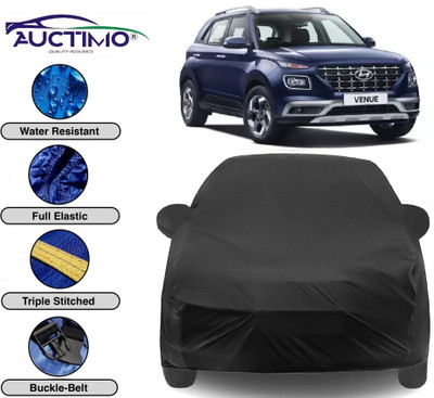 AUCTIMO Car Cover For Hyundai Venue (With Mirror Pockets)(Black)