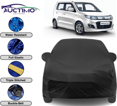 AUCTIMO Car Cover For Maruti Suzuki WagonR (With Mirror Pockets)(Black)