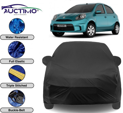 AUCTIMO Car Cover For Nissan Micra Active (With Mirror Pockets)(Black)