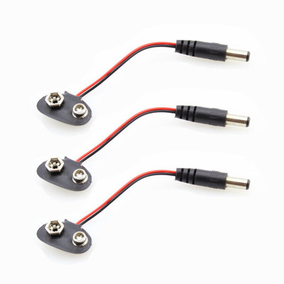 geeta enterprises (Pack of 3) 9V Battery Clip Connector Positive Negative Snap Lead Wire with DC jack Electronic Components Electronic Hobby Kit