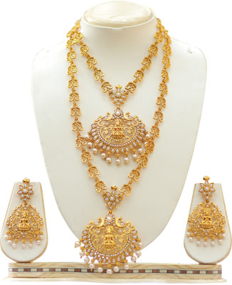 Swarajshop Alloy Gold-plated White Jewellery Set(Pack of 1)