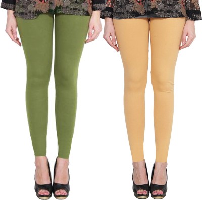 Clarita Ankle Length Western Wear Legging(Green, Gold, Solid)