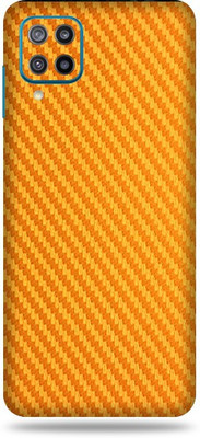 Satisfactory Samsung Galaxy F12 Mobile Skin(Golden-Carbon Fiber Skin With Matte Finish)