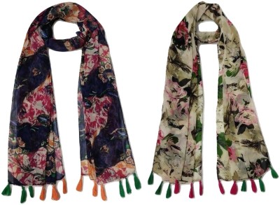 StoleVilla Floral Print Chiffon Women Scarf, Stole, Fancy Scarf