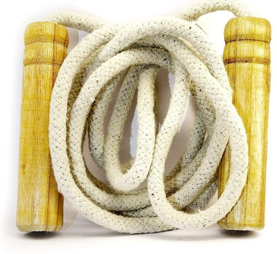 AFU Unisex Fitness Jumping Skipping Rope with Wooden Handle Freestyle Skipping Rope Freestyle Skipping Rope(Beige, Length: 230 cm)