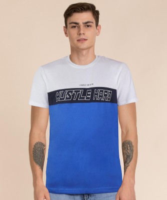 M7 By Metronaut Colorblock Men Round Neck Blue T-Shirt