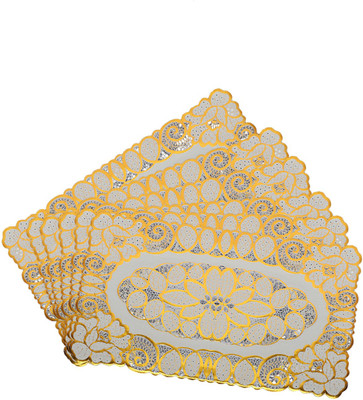 Flipkart SmartBuy Rectangular Pack of 6 Table Placemat(Gold, PVC)