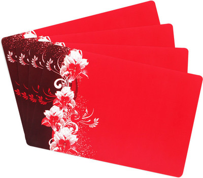 Flipkart SmartBuy Rectangular Pack of 4 Table Placemat(Red, PVC)