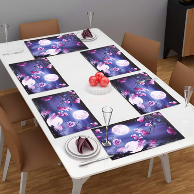 Dakshya Industries Rectangular Pack of 6 Table Placemat(Blue, Orange, PVC)