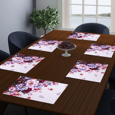 Dakshya Industries Rectangular Pack of 6 Table Placemat(White, Black, PVC)