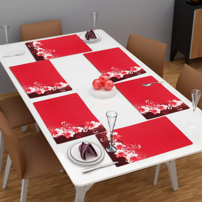 Dakshya Industries Rectangular Pack of 6 Table Placemat(Pink, Orange, PVC)