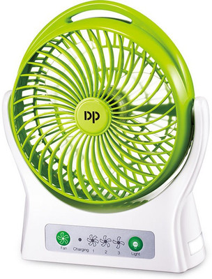 Dp 7605 (RECHARGEABLE PORTABLE USB FAN) 4000mAh Rechargeable Battery, Silent Operation 3 Blade USB Fan(Green)