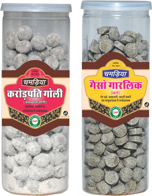 CHAMRIA Karorpati Goli & Gasso Garlic Tablet Digestive Combo 400gm Pack of 2(Pack of 2, 400 g)