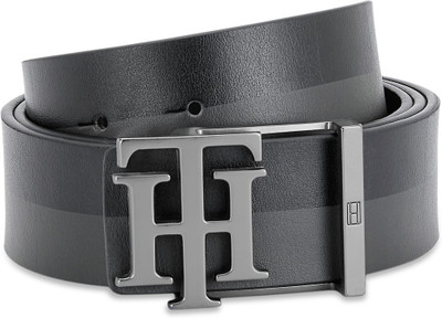 TOMMY HILFIGER Men Casual Black, Grey Genuine Leather Reversible Belt