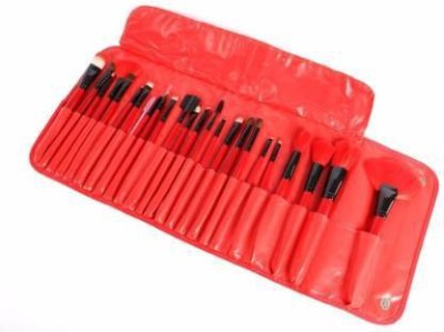 ADS HUDA Beauty Professional Series Red Makeup Brush Set With Leather Pouch(Pack of 24)