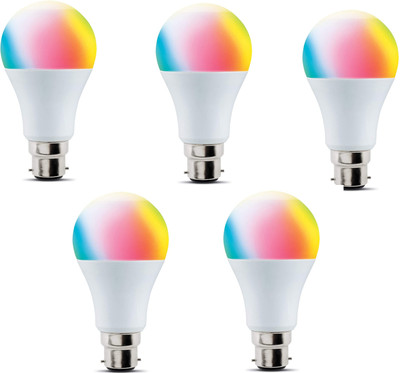 Nightstar 9 W Basic Round B22 LED Bulb(Green, Blue, Purple, Pack of 5)