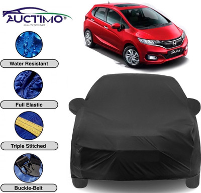 AUCTIMO Car Cover For Honda Jazz Facelift (With Mirror Pockets)(Black)