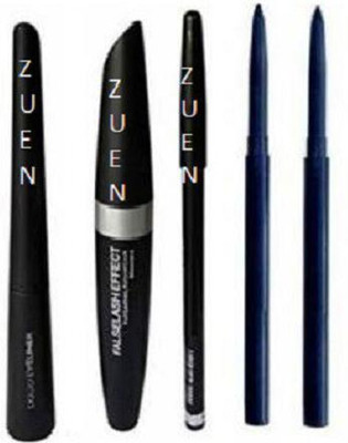 Zuen Eyebrow Pencil Black & Liquid EyeLiner & Mascara & kajal 2 pcs (5 Items in the set)(4 Items in the set)