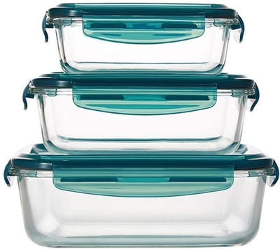 Vastarpara Glass Utility Container  - 1000 ml(Pack of 3, Multicolor)